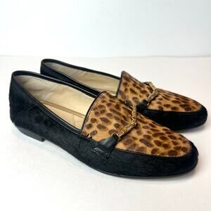 J.McLaughlin Dillon Loafers Leopard Print Black Brown Haircalf Size 6